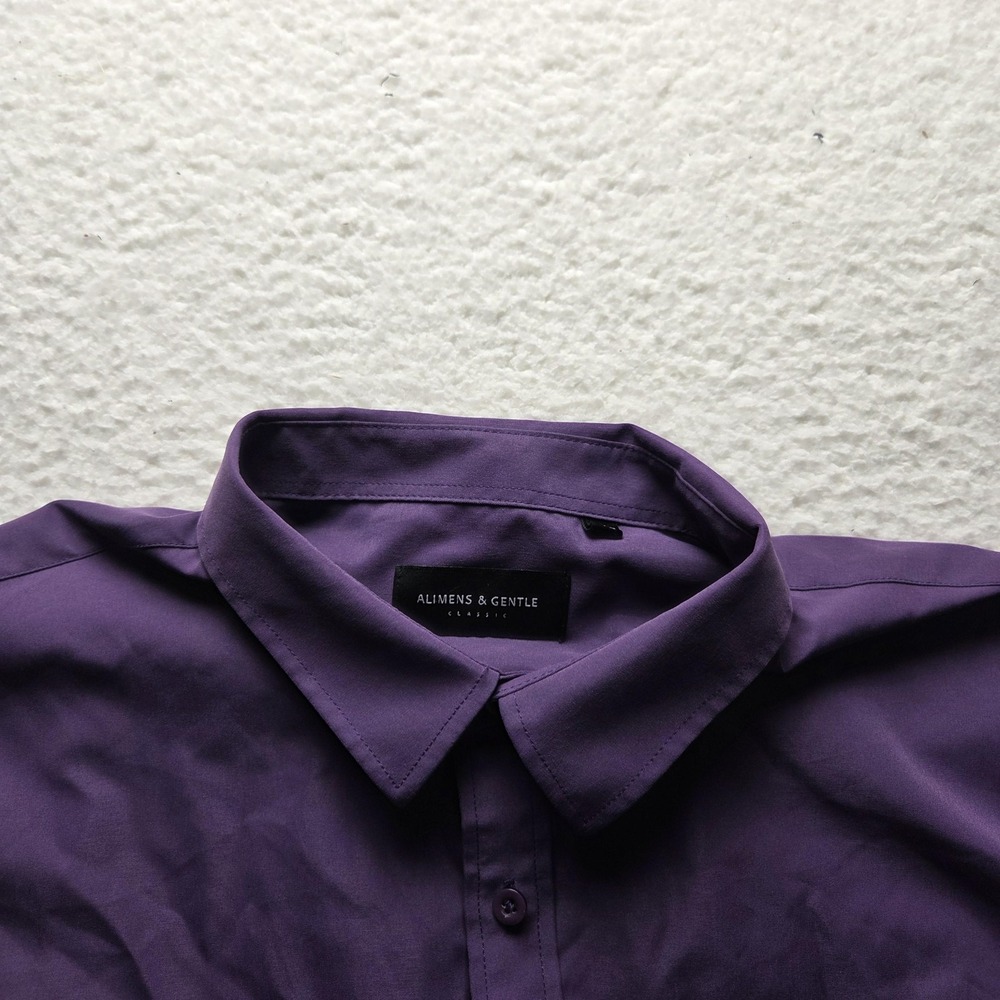 Alimens & Gentle Shirt Mens XL Purple Solid Short Sleeve Button Up Pocket Casual
